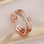 Rose Gold-Plated Studded Finger Ring