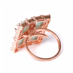 Sea Green Rose Gold-Plated CZ Studded Handcrafted Adjustable Finger Ring